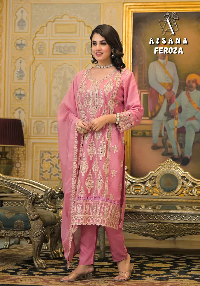 Feroza By Afsana Organza Readymade Suits Wholesale Price In Surat